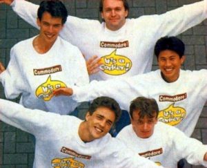 The CF launch team on Monmouth Street, Bath. Summer 1990.